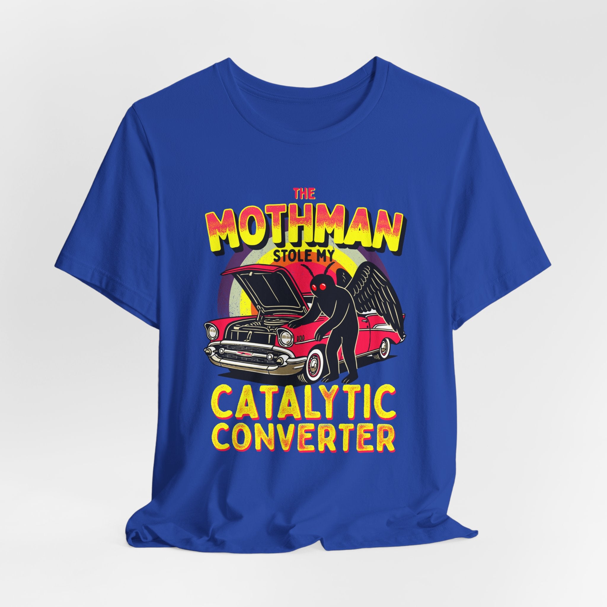 The Mothman Stole My Catalytic Converter" Retro Horror Car Tee