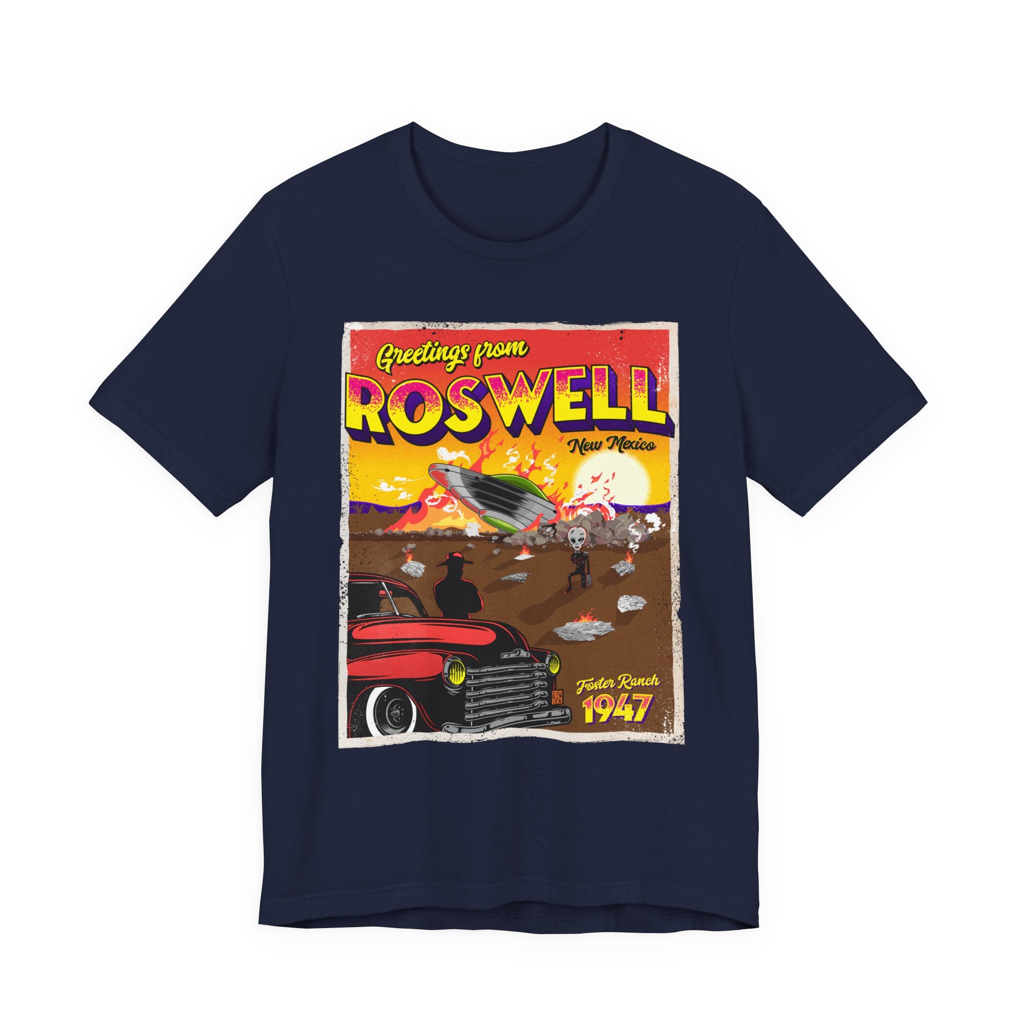 Roswell 1947 Vintage UFO Tee — Greetings From Roswell Alien Poster T-Shirt