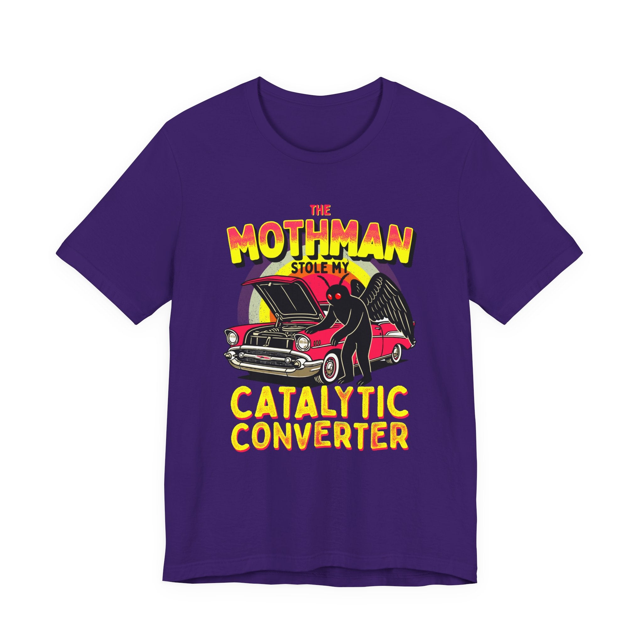 The Mothman Stole My Catalytic Converter" Retro Horror Car Tee
