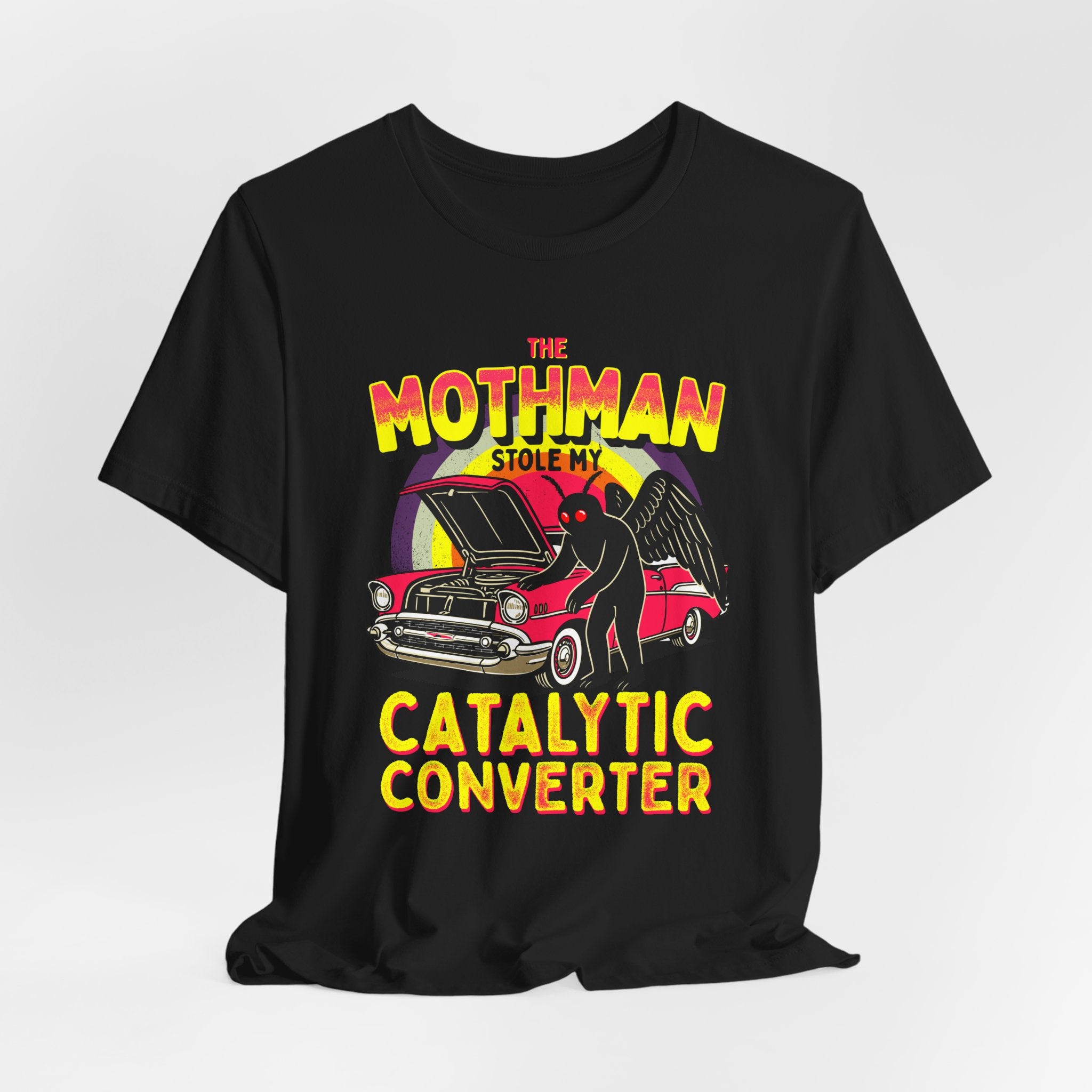 The Mothman Stole My Catalytic Converter" Retro Horror Car Tee