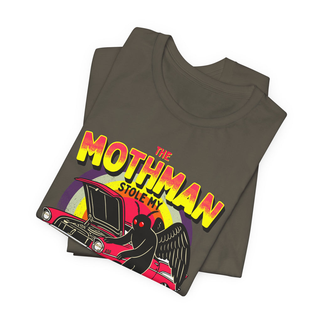 The Mothman Stole My Catalytic Converter" Retro Horror Car Tee