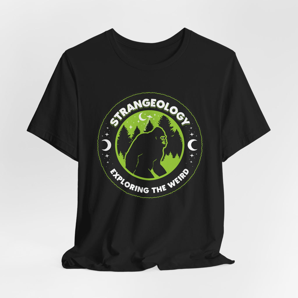 Strangeology Tee — "Exploring the Weird" Bigfoot Cryptid T-Shirt
