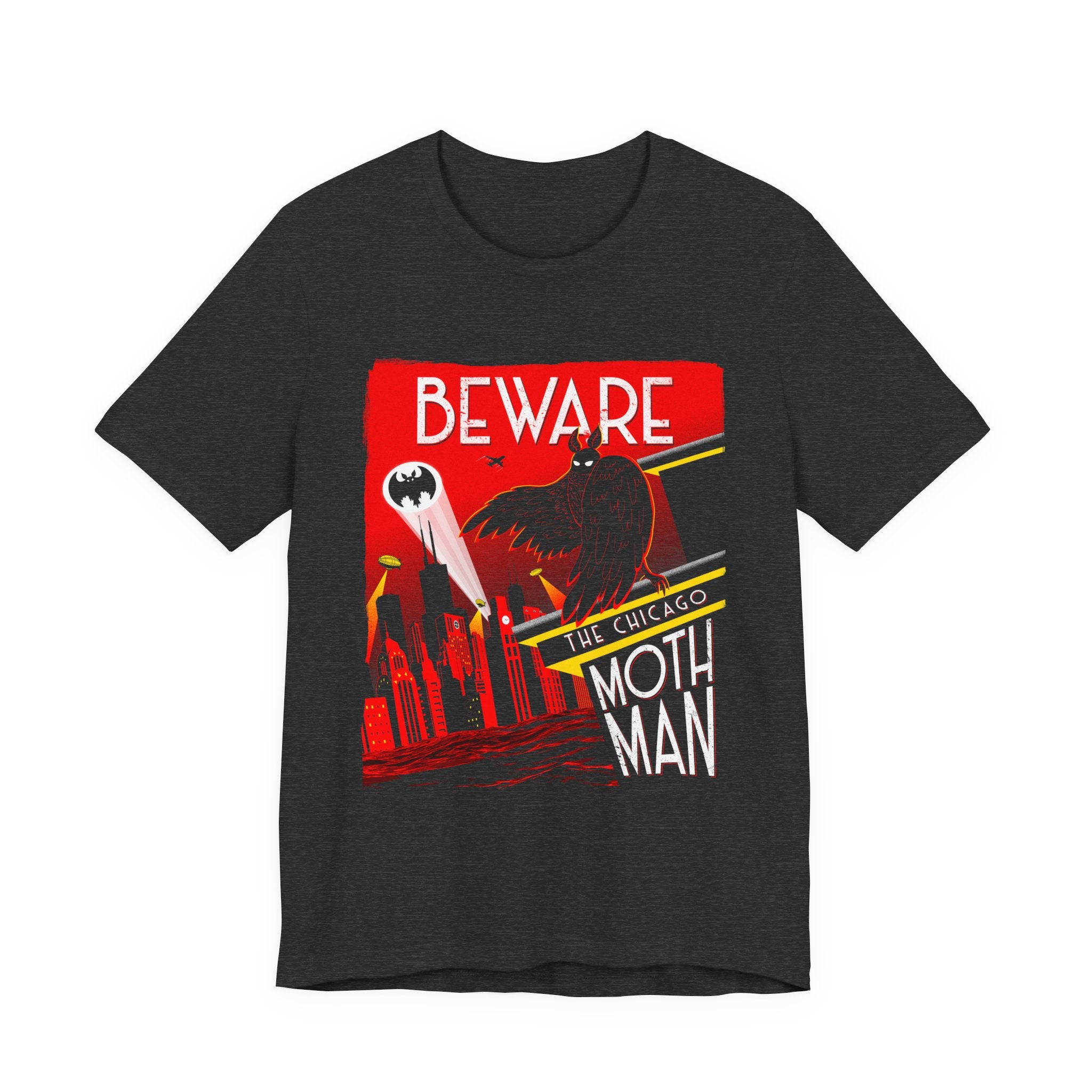 “Beware The Chicago Mothman” Retro Horror Graphic T-Shirt