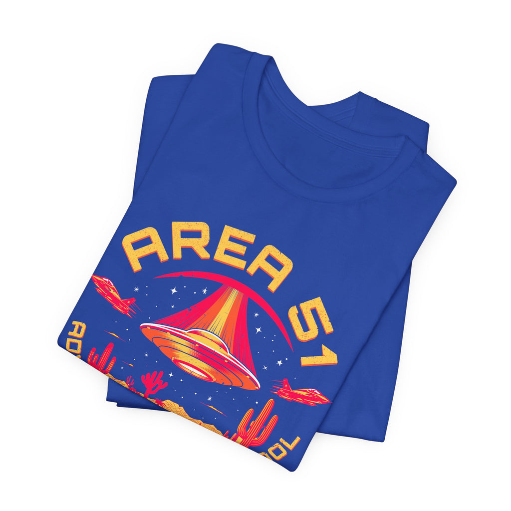 Area 51 Advanced Flight School T‑Shirt — Retro UFO Desert Graphic Tee