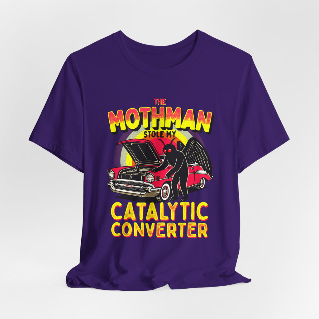 The Mothman Stole My Catalytic Converter" Retro Horror Car Tee
