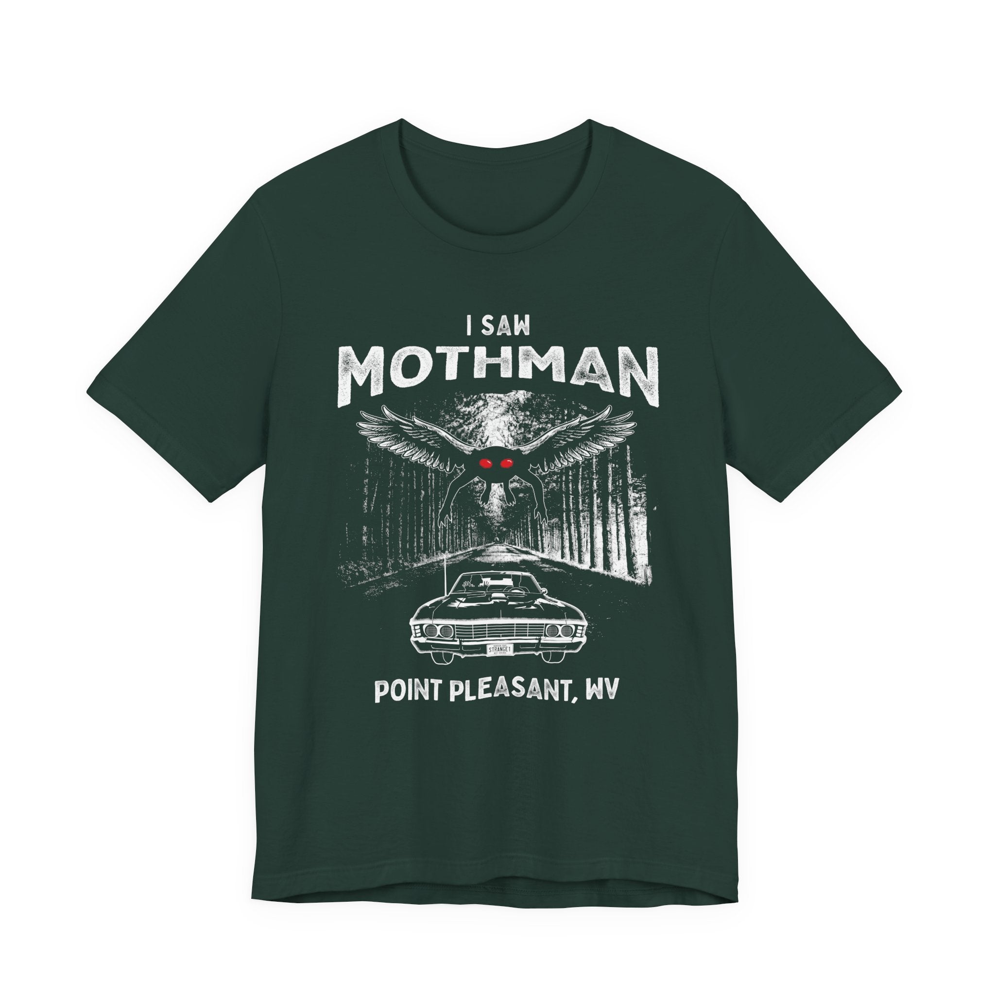 Mothman Graphic Tee — "I Saw Mothman" Point Pleasant WV Vintage Horror T-Shirt