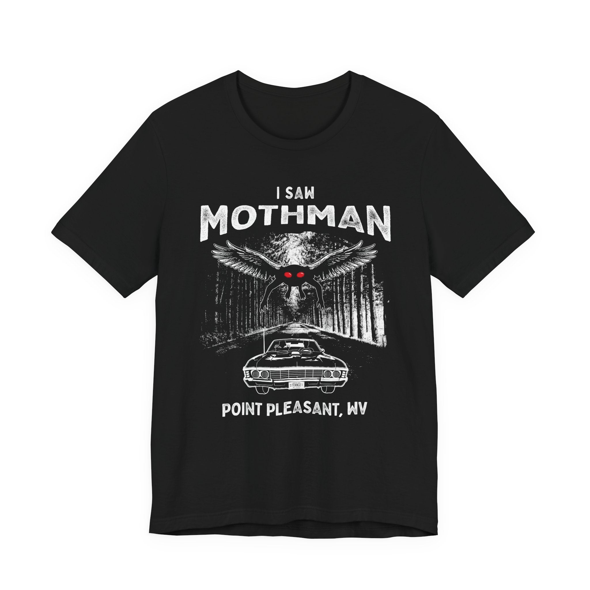Mothman Graphic Tee — "I Saw Mothman" Point Pleasant WV Vintage Horror T-Shirt