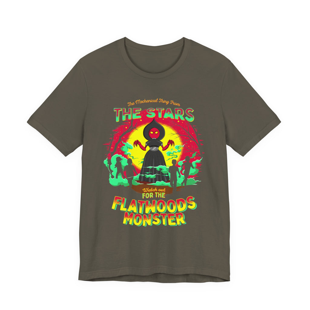 Flatwoods Monster T‑Shirt — 'The Stars Warned Us For The Flatwoods Monster' Retro Alien Tee