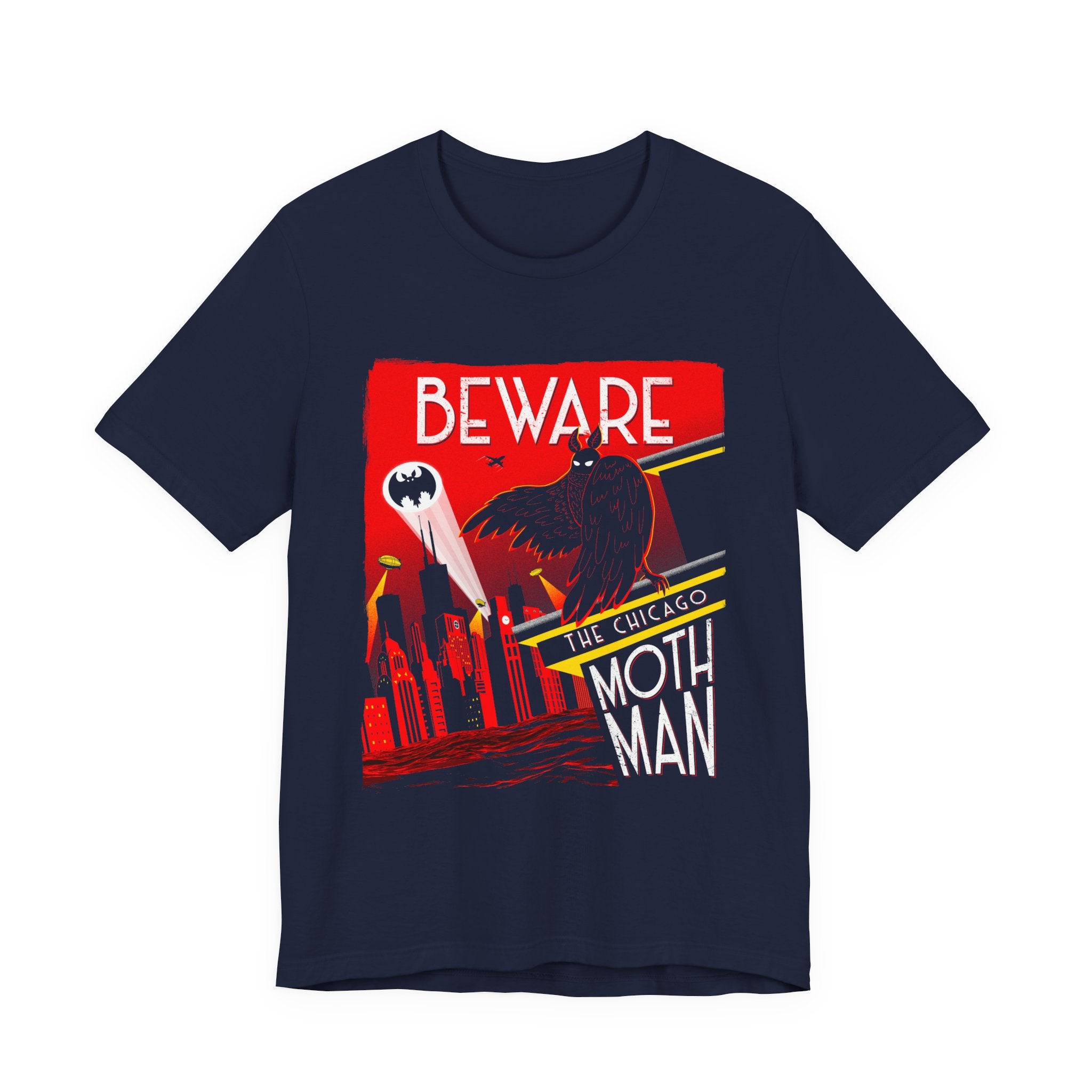 “Beware The Chicago Mothman” Retro Horror Graphic T-Shirt