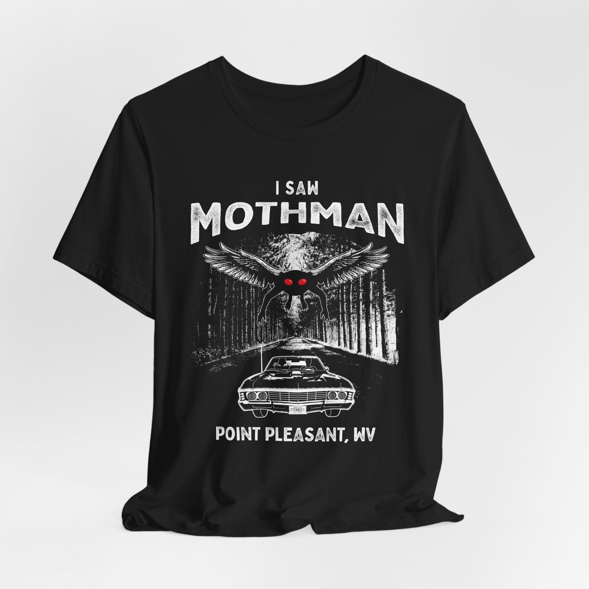 Mothman Graphic Tee — "I Saw Mothman" Point Pleasant WV Vintage Horror T-Shirt