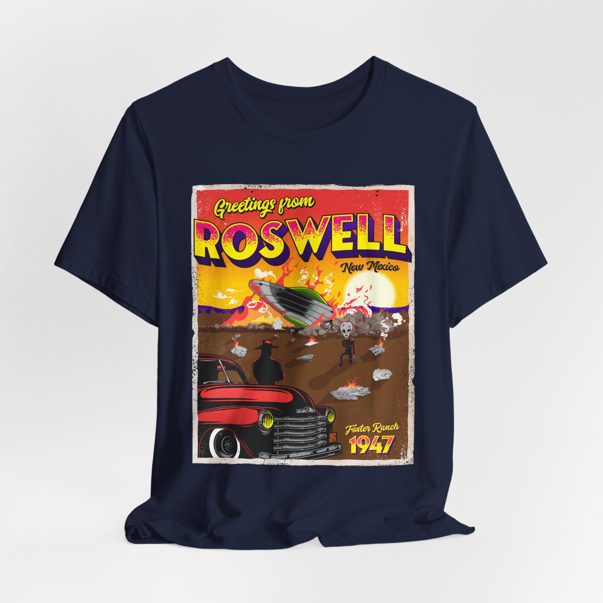 Roswell 1947 Vintage UFO Tee — Greetings From Roswell Alien Poster T-Shirt