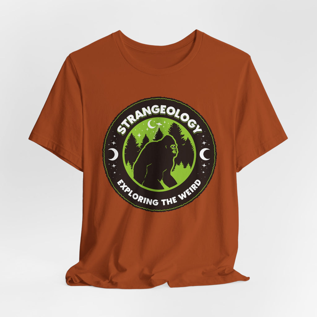 Strangeology Tee — "Exploring the Weird" Bigfoot Cryptid T-Shirt