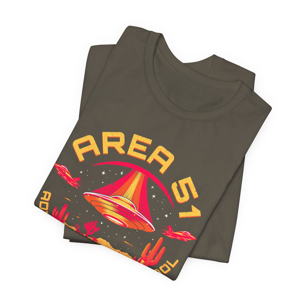 Area 51 Advanced Flight School T‑Shirt — Retro UFO Desert Graphic Tee