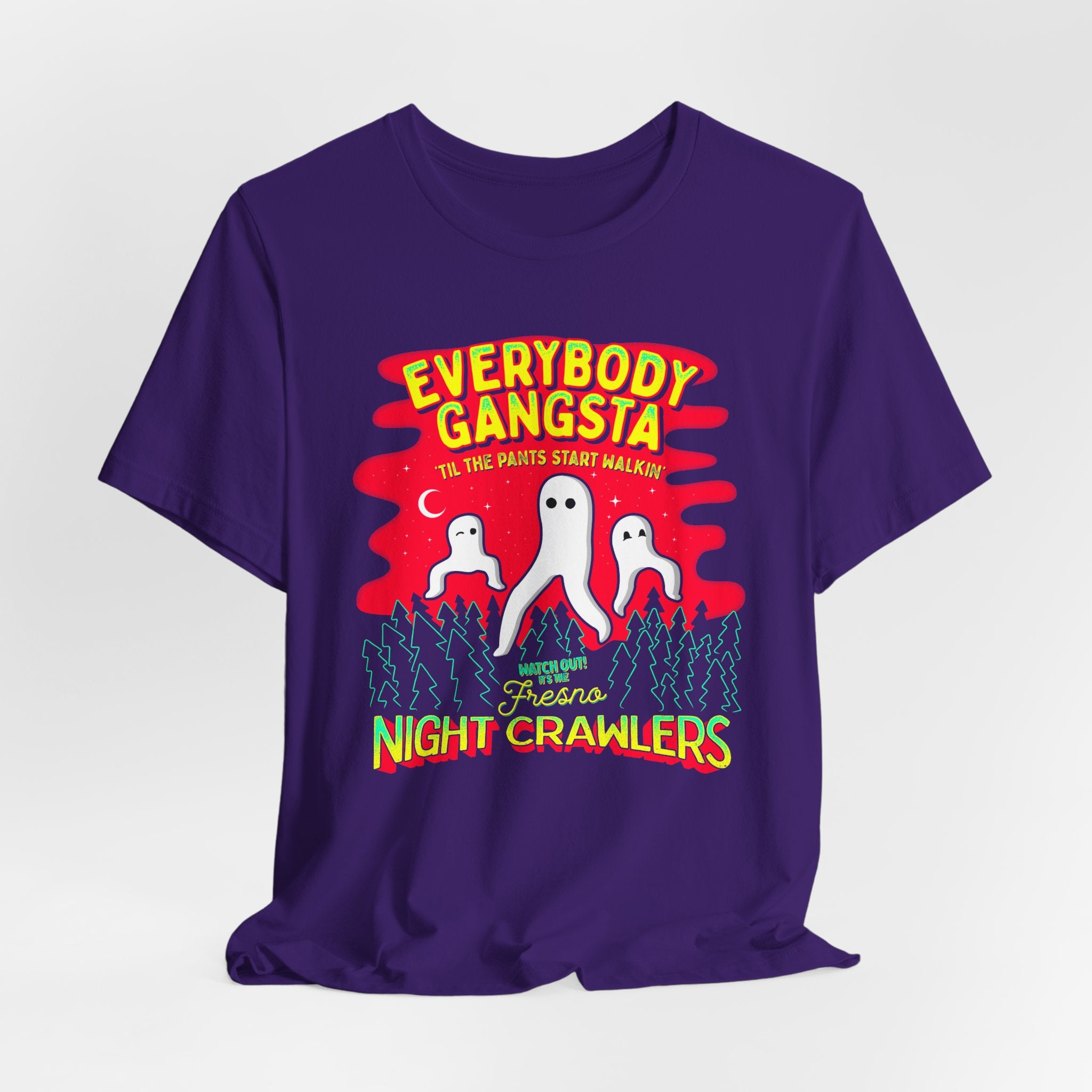 Everybody Gangsta Fresno Nightcrawlers T-Shirt — Funny Ghosts Camping Tee