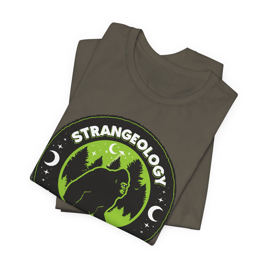 Strangeology Tee — "Exploring the Weird" Bigfoot Cryptid T-Shirt