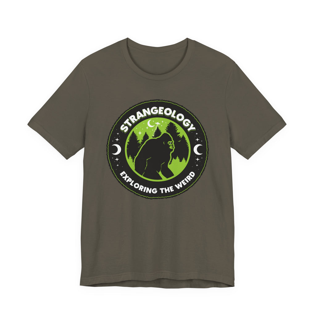Strangeology Tee — "Exploring the Weird" Bigfoot Cryptid T-Shirt