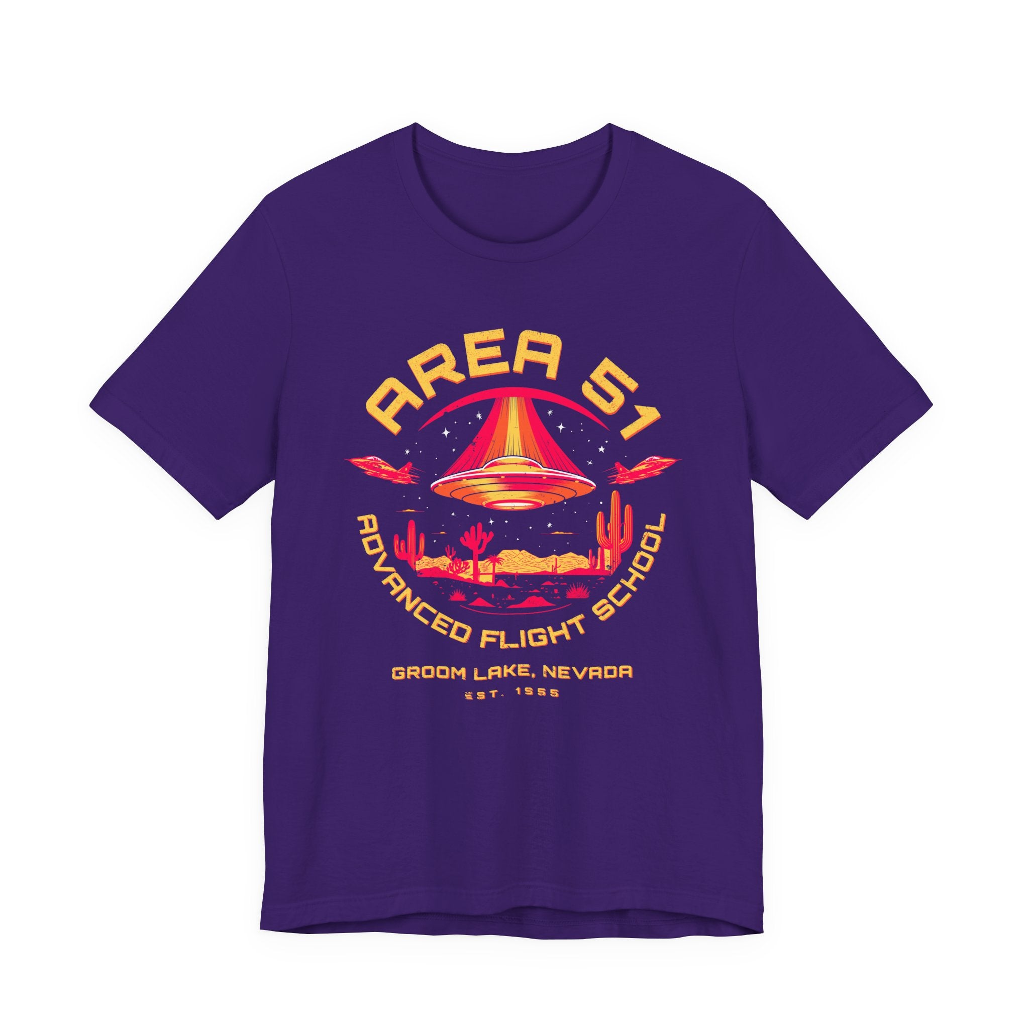 Area 51 Advanced Flight School T‑Shirt — Retro UFO Desert Graphic Tee
