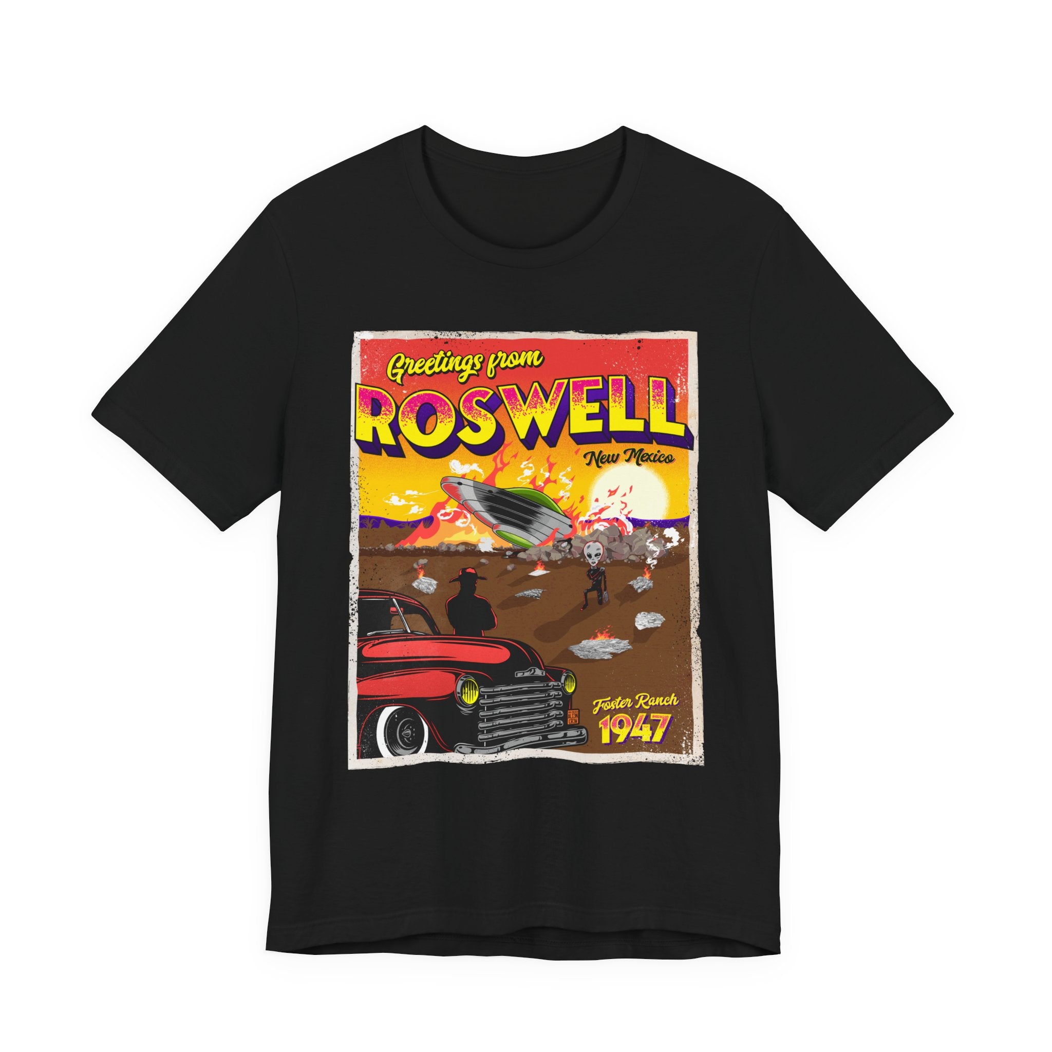 Roswell 1947 Vintage UFO Tee — Greetings From Roswell Alien Poster T-Shirt