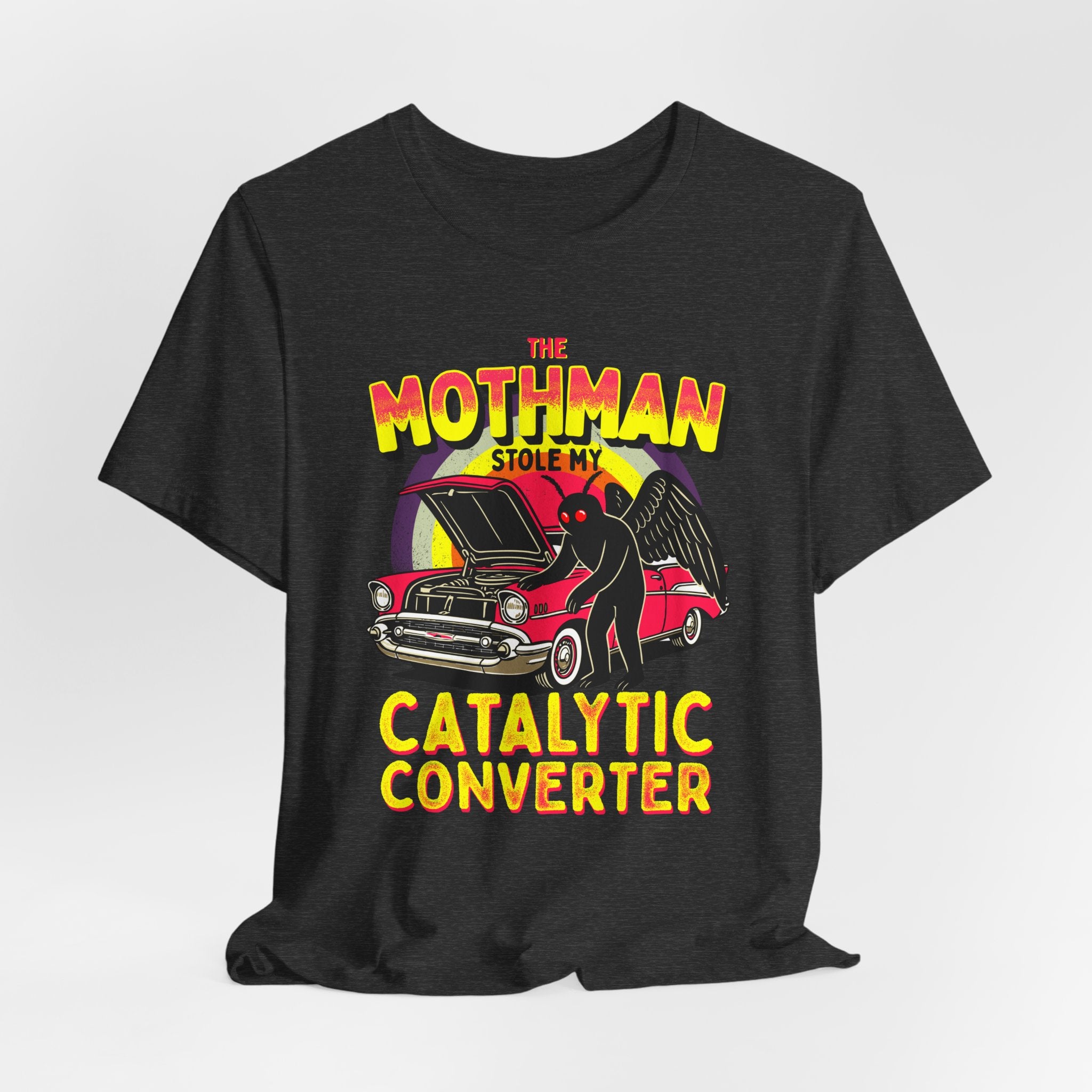The Mothman Stole My Catalytic Converter" Retro Horror Car Tee