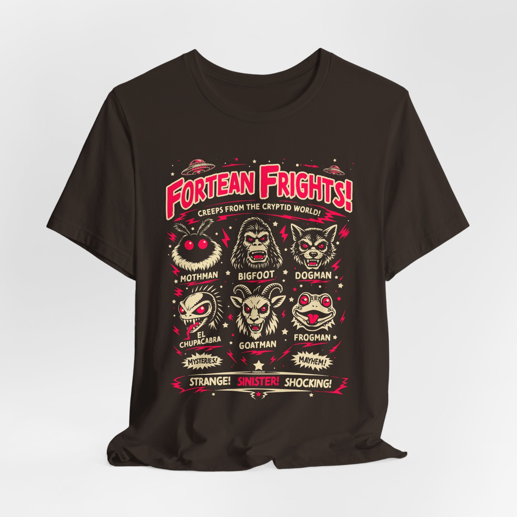 Fortean Frights! Monster Faces Creep Show Tee // Vintage Cryptid Horror T‑Shirt