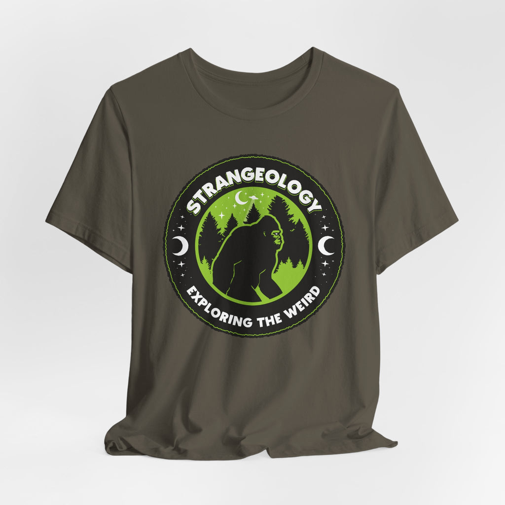 Strangeology Tee — "Exploring the Weird" Bigfoot Cryptid T-Shirt
