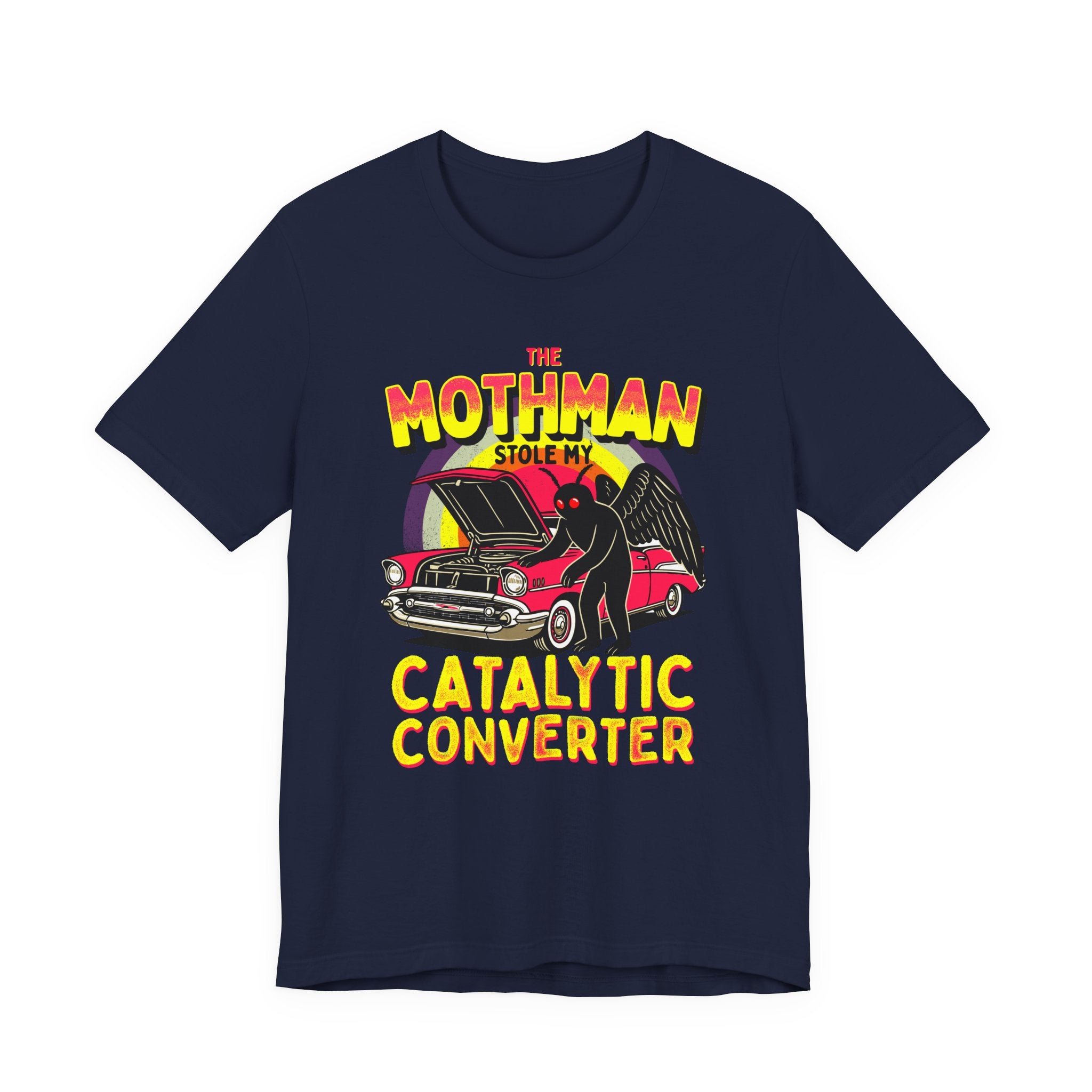The Mothman Stole My Catalytic Converter" Retro Horror Car Tee