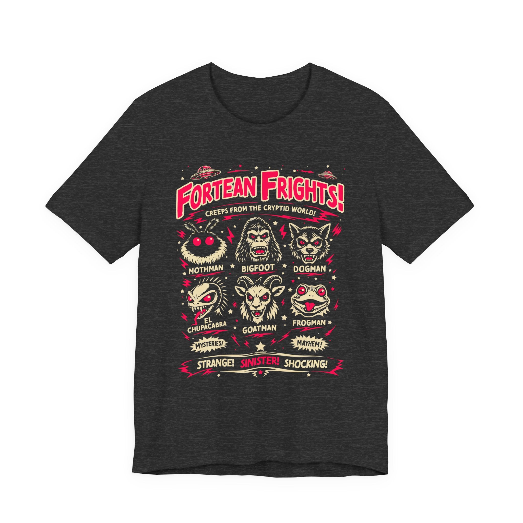 Fortean Frights! Monster Faces Creep Show Tee // Vintage Cryptid Horror T‑Shirt