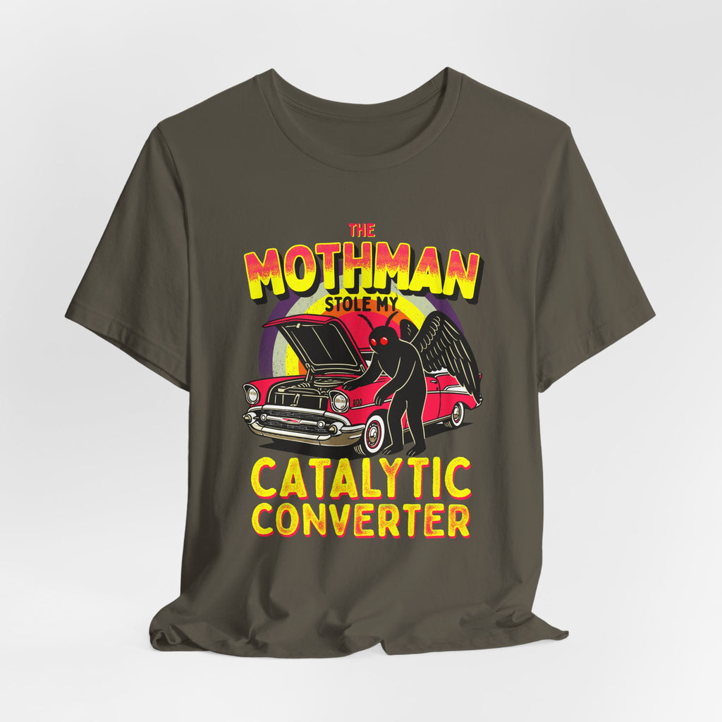 The Mothman Stole My Catalytic Converter" Retro Horror Car Tee