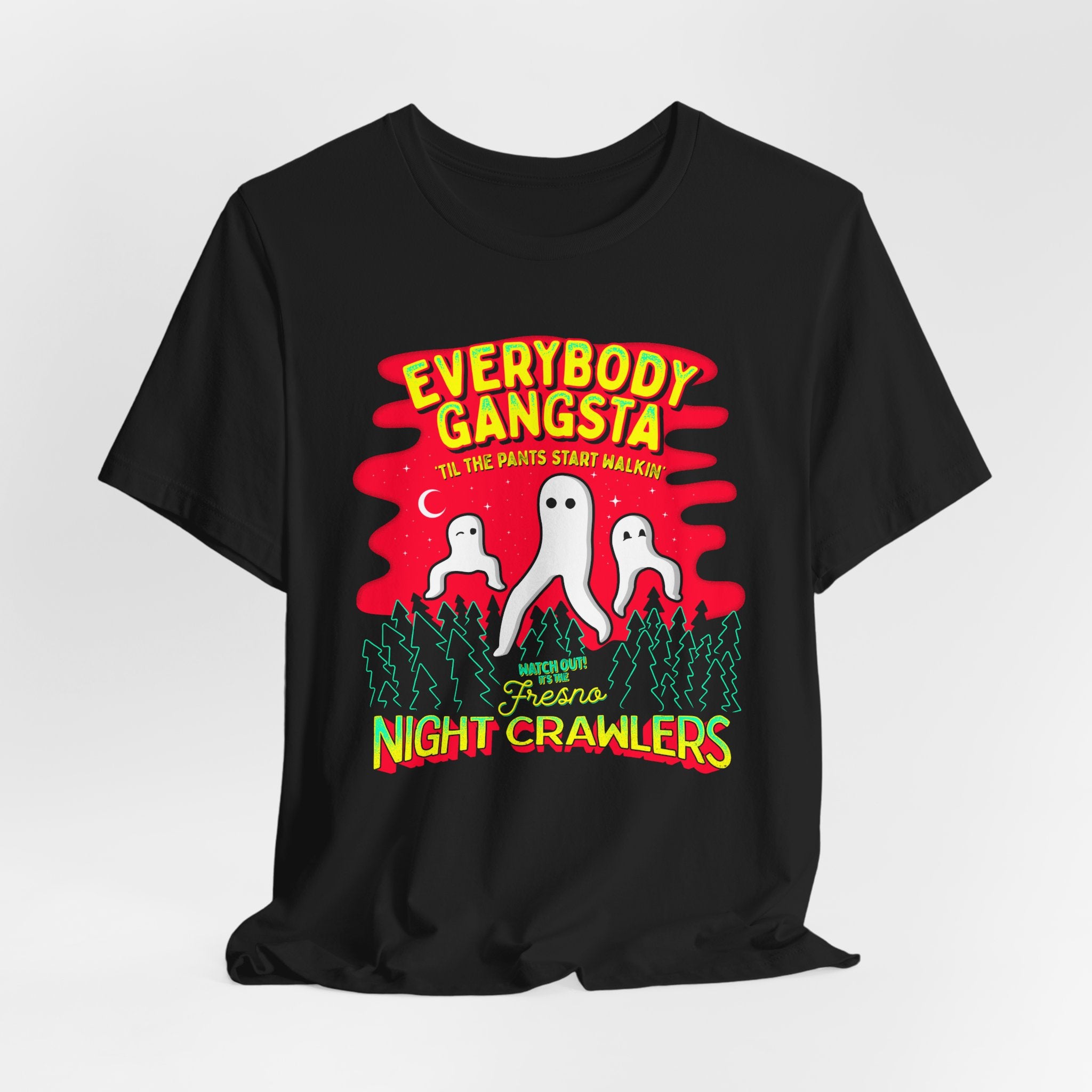Everybody Gangsta Fresno Nightcrawlers T-Shirt — Funny Ghosts Camping Tee