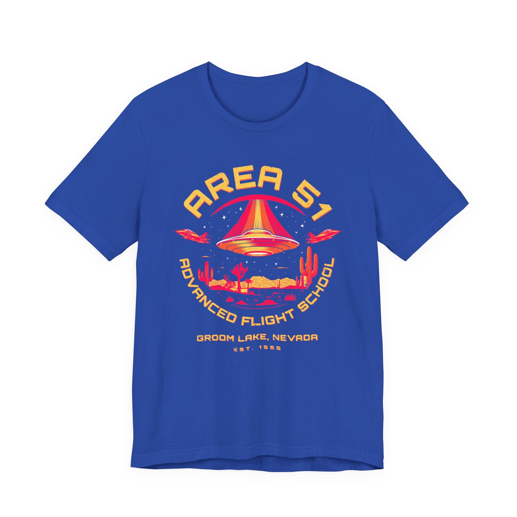 Area 51 Advanced Flight School T‑Shirt — Retro UFO Desert Graphic Tee